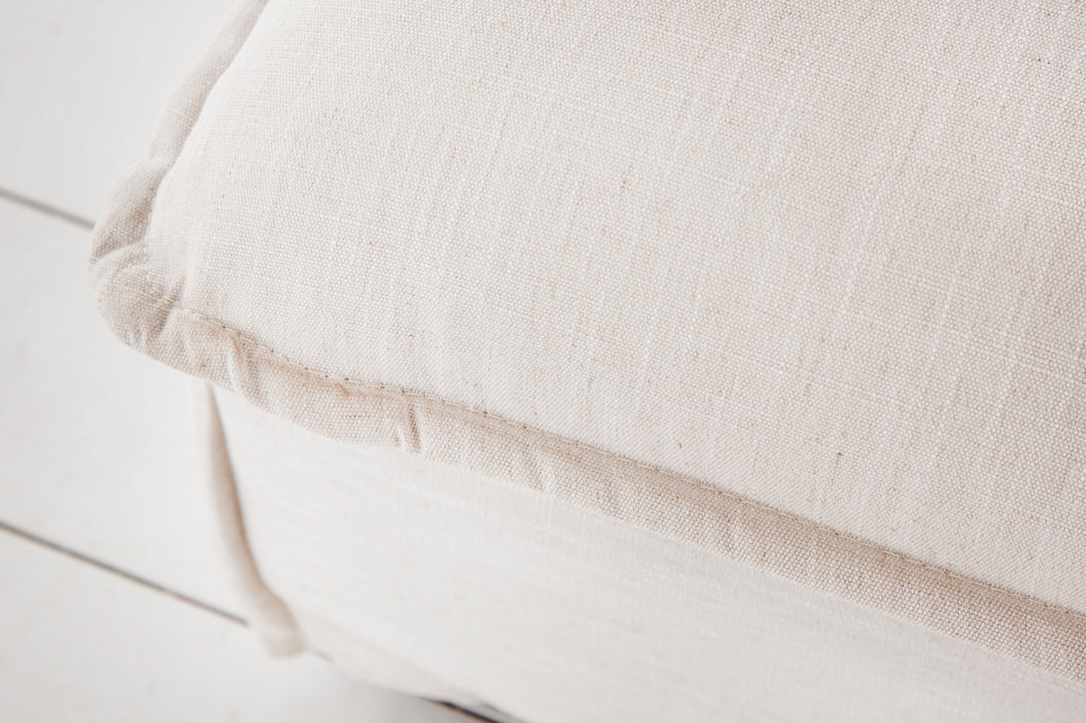 Stool HEAVEN 100cm removable cover textured fabric linen natural