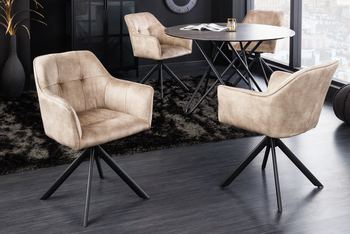 Drehstuhl LOFT 180° mit Armlehnen Samt champagner