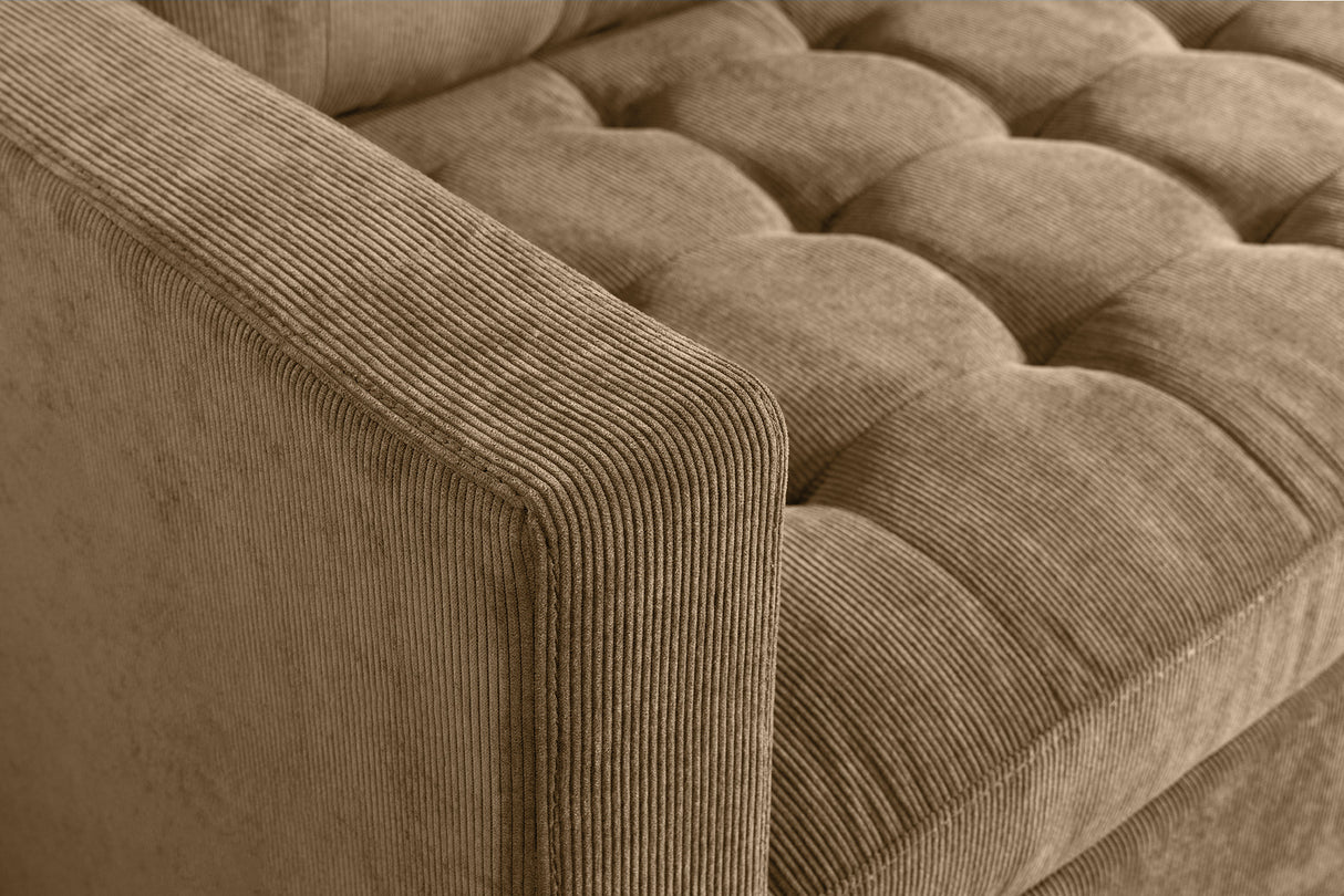 Ecksofa STOCKHOLM 220cm 3-Sitzer Cord braun