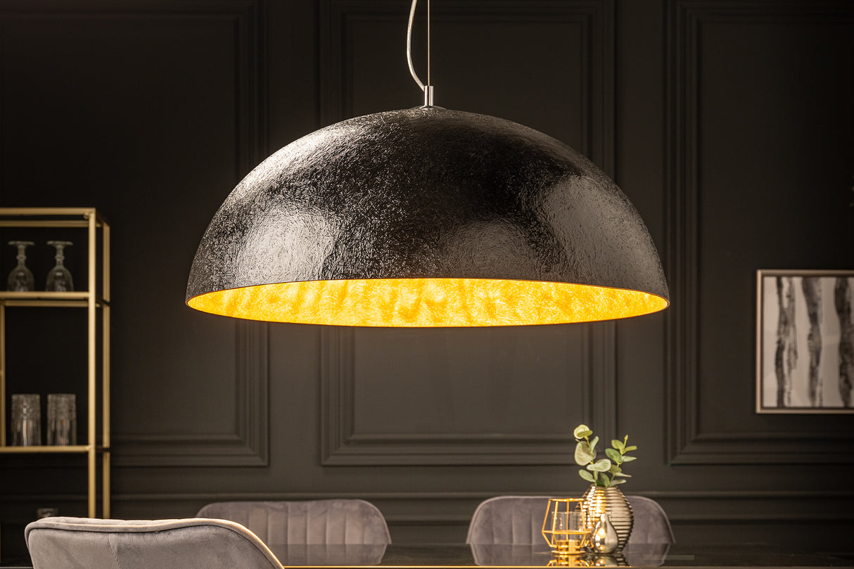 Pendant lamp GLOW 70cm fibre glass black gold