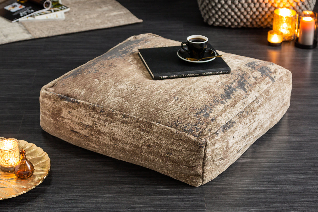 Floor cushion MODERN ART 70cm flat woven fabric brown