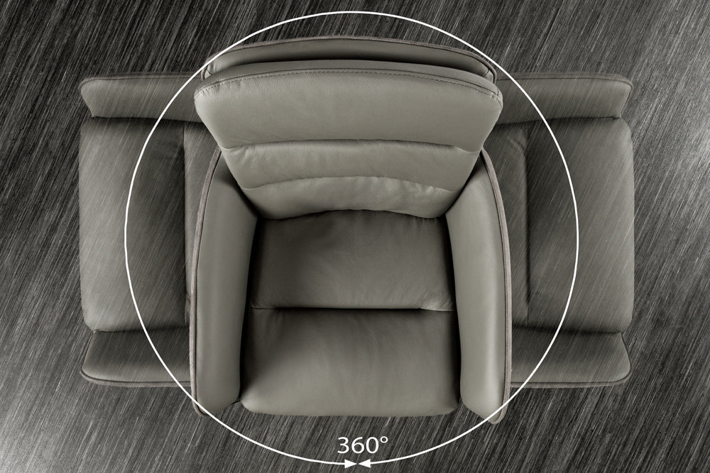 Bar stool BIG GEORGE w/ armrests microfibre leather taupe rotatable height adjustable