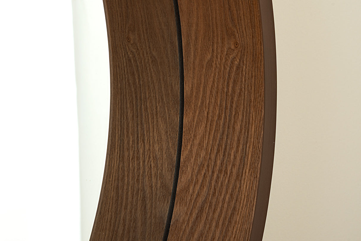 Wall mirrow PORTRAIT 70cm round walnut wood veneered