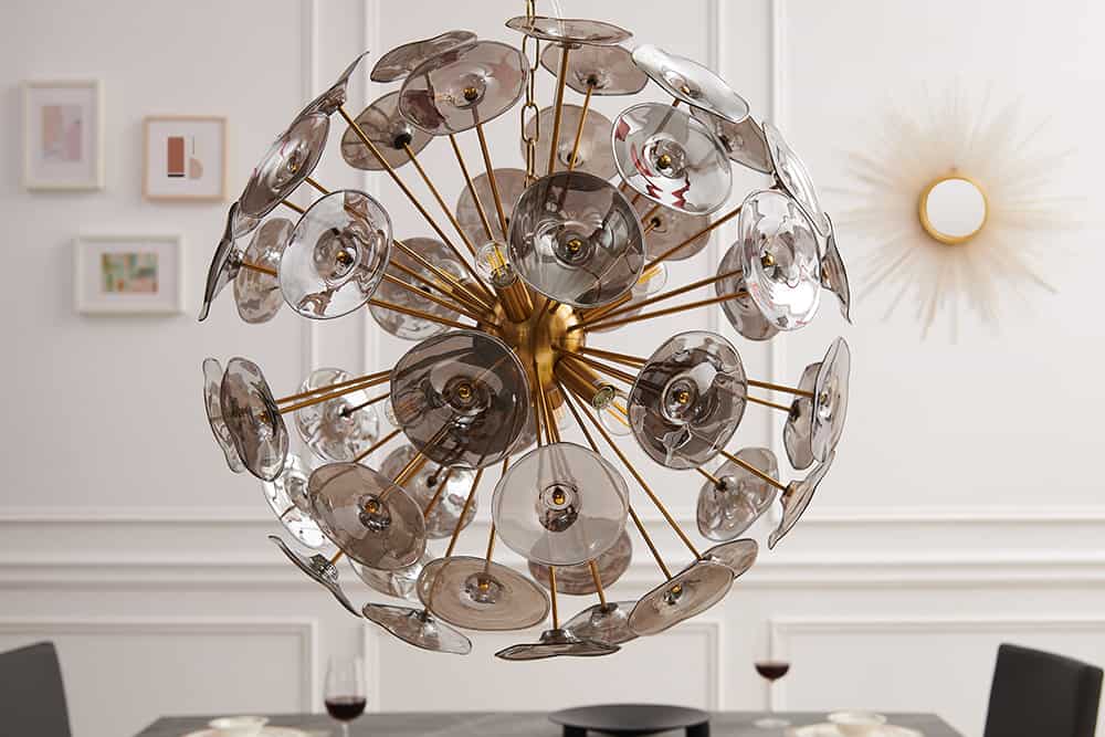 Pendelleuchte INFINITY HOME Glas und Stahl gold