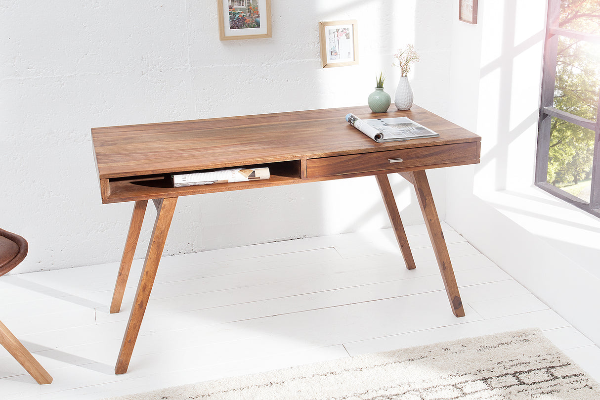 Büroschreibtisch RETRO 120cm mit Schublade Sheesham