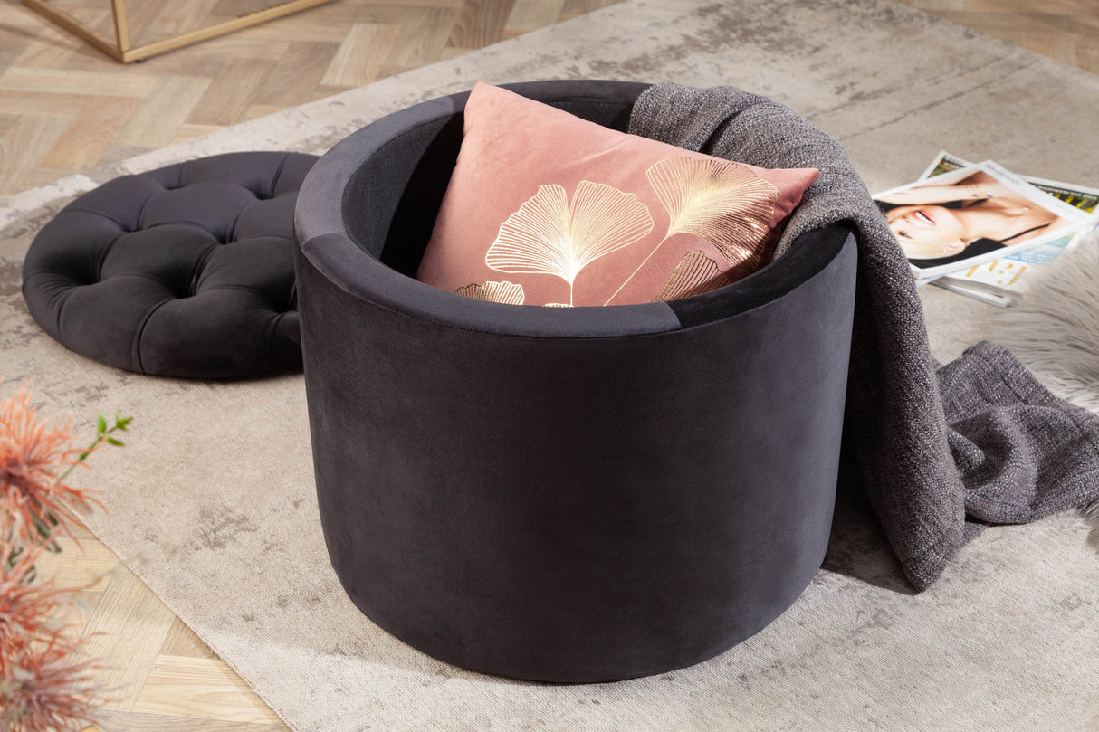 Hocker MODERN BAROCK STORAGE 50cm Samt schwarz