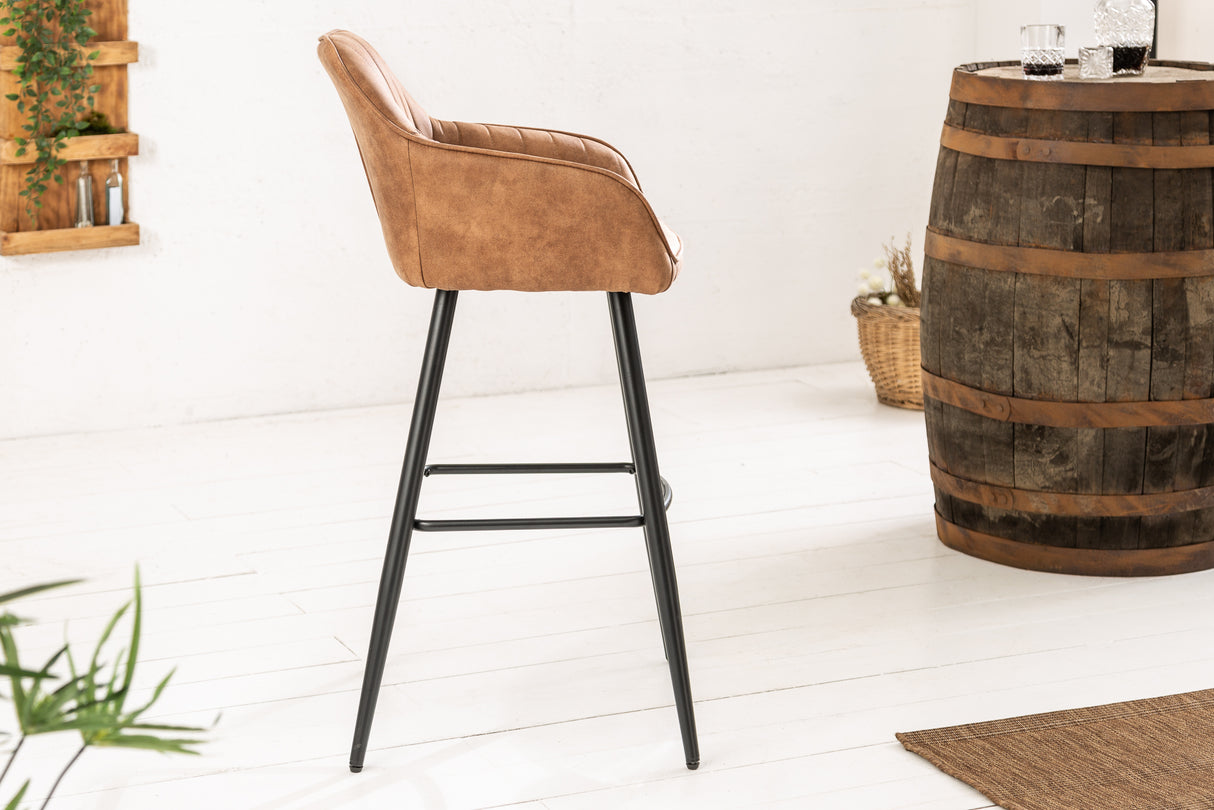 Barstuhl TURIN Mikrofaser vintage braun mit Steppung
