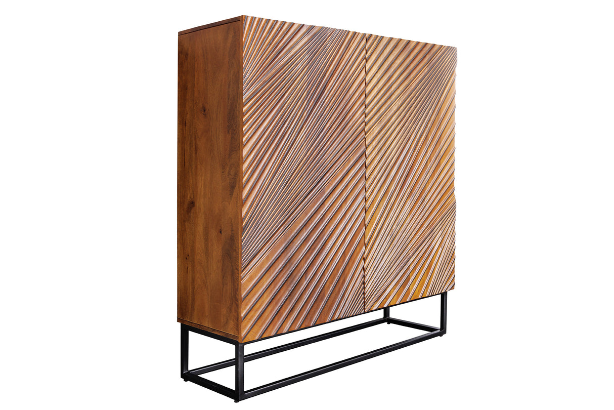 Highboard LINE ART 120cm 3D mango wood brown black