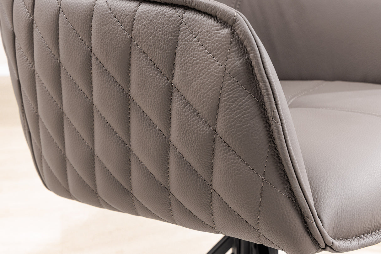 Drehstuhl EUPHORIA drehbar 180° mit Armlehnen Leder taupe