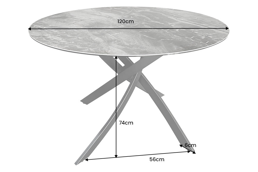 Esstisch ALPINE Ø 120cm rund Keramik Marmoroptik taupe