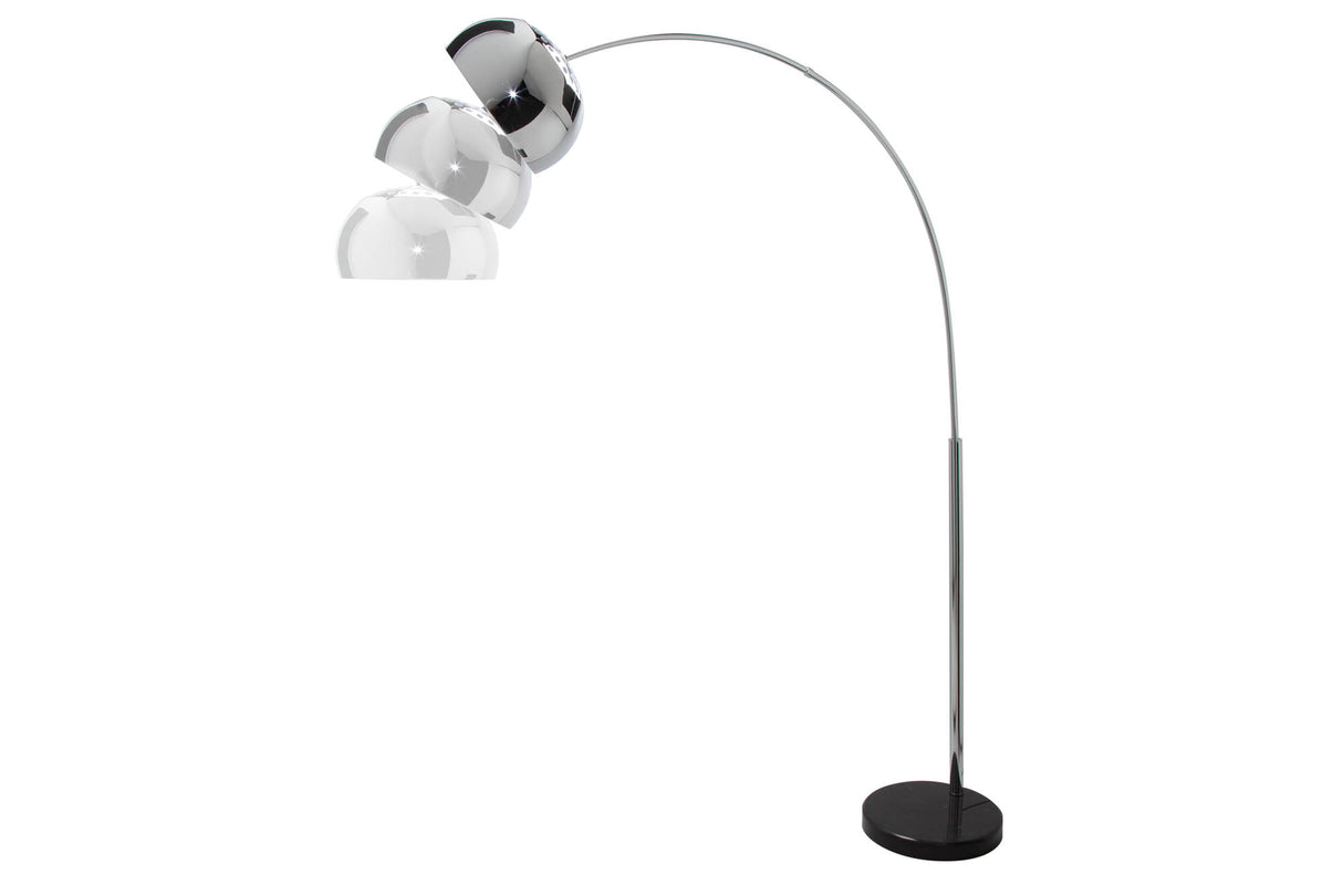 Stehleuchte BIG BOW 170-205cm Chrom mit Marmorsockel