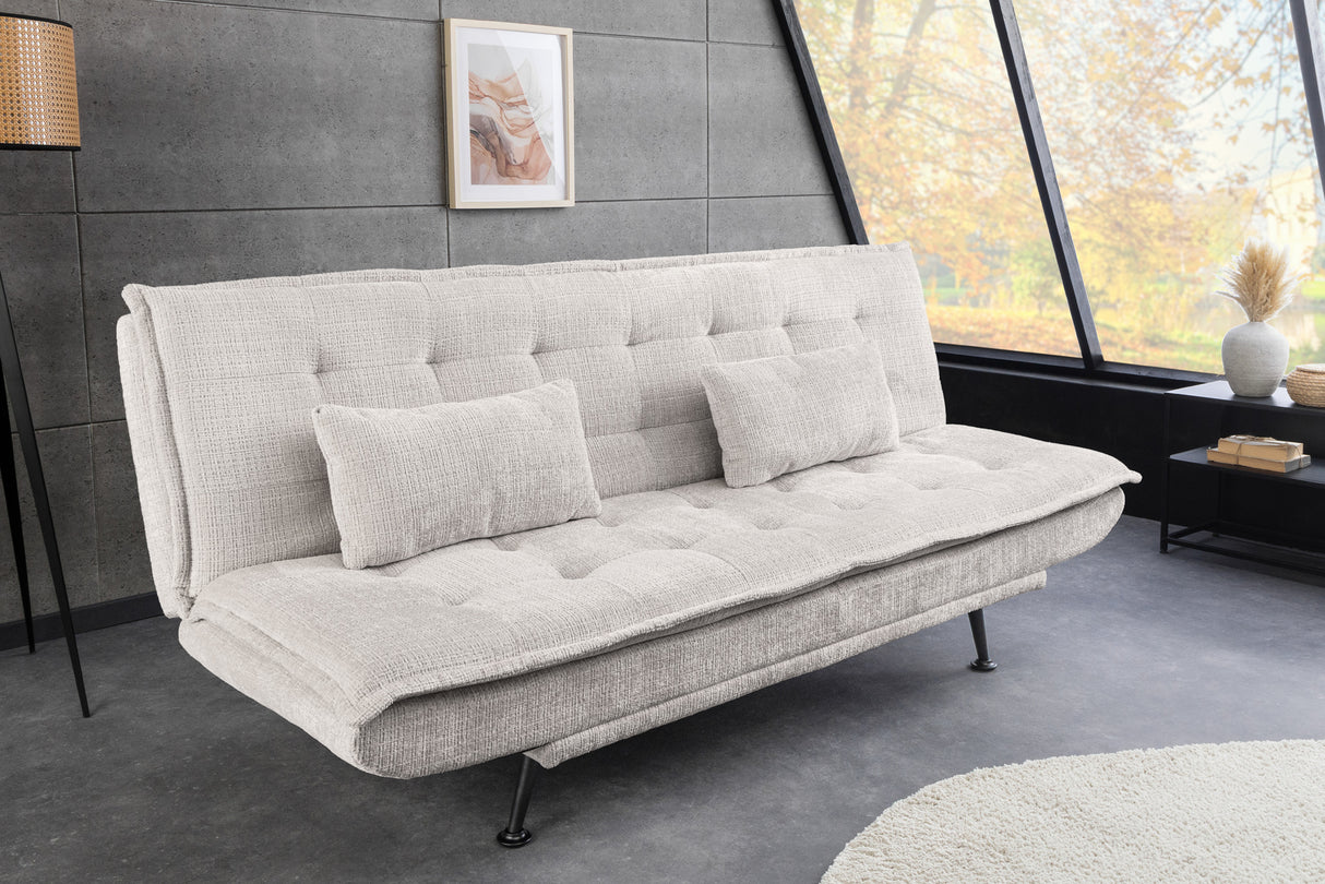 Sofa bed JAZZ 195cm 3-seater chenille fabric champagne beige