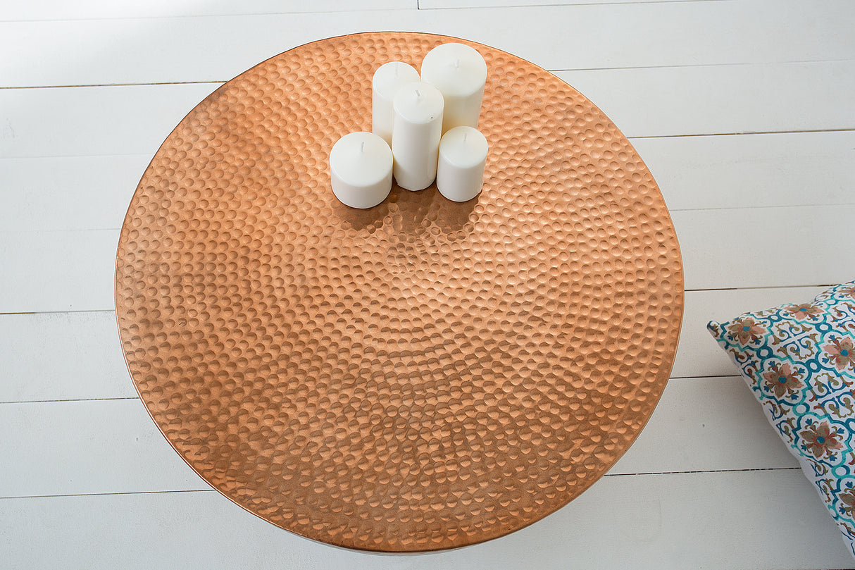 Coffee table ORIENT II 60cm hammer stroke effect copper