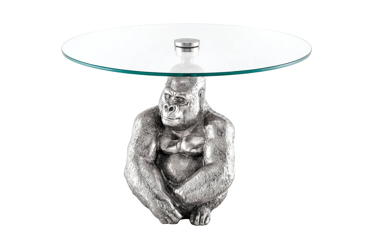 Coffee table KONG 60cm silver safety glass