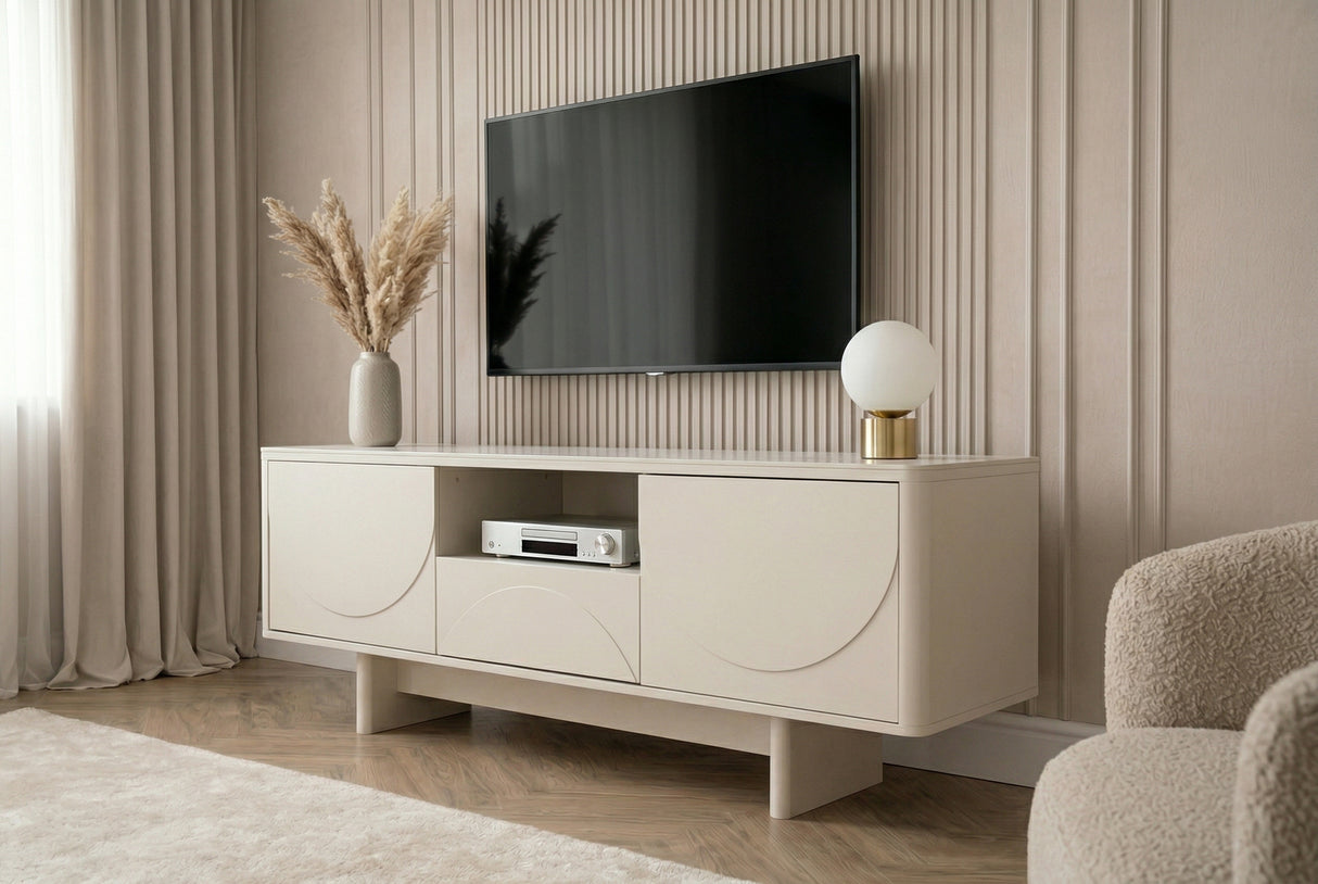 TV Board SAVOY 150cm 3D w/ white marble ceramic top