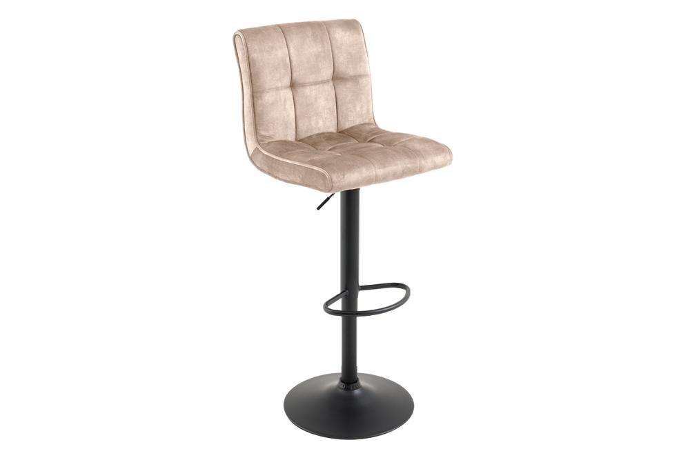 Bar stool MODENA 92-116cm 360° rotatable velvet champagne beige w/ black metal frame
