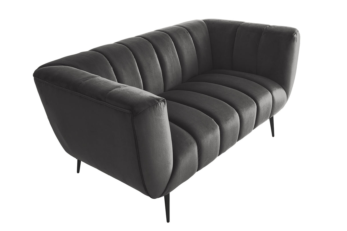 Sofa NOBLESSE 165cm 2-seater velvet grey w/ black feet