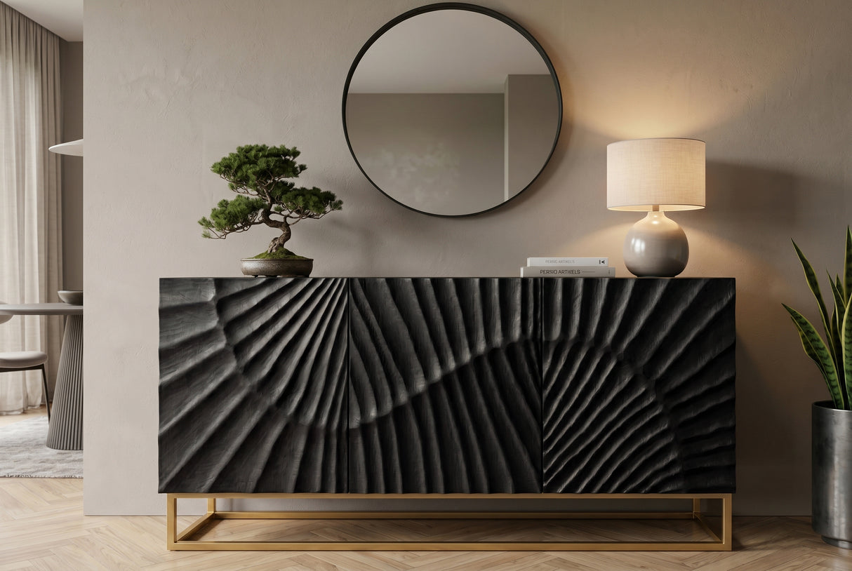 Sideboard SCORPION 140cm 3D mango schwarz