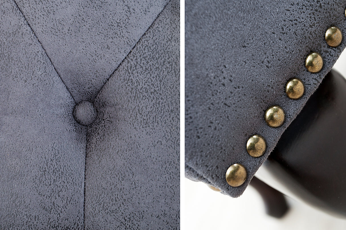 Fußhocker CHESTERFIELD Antik-Look Microfaser grau