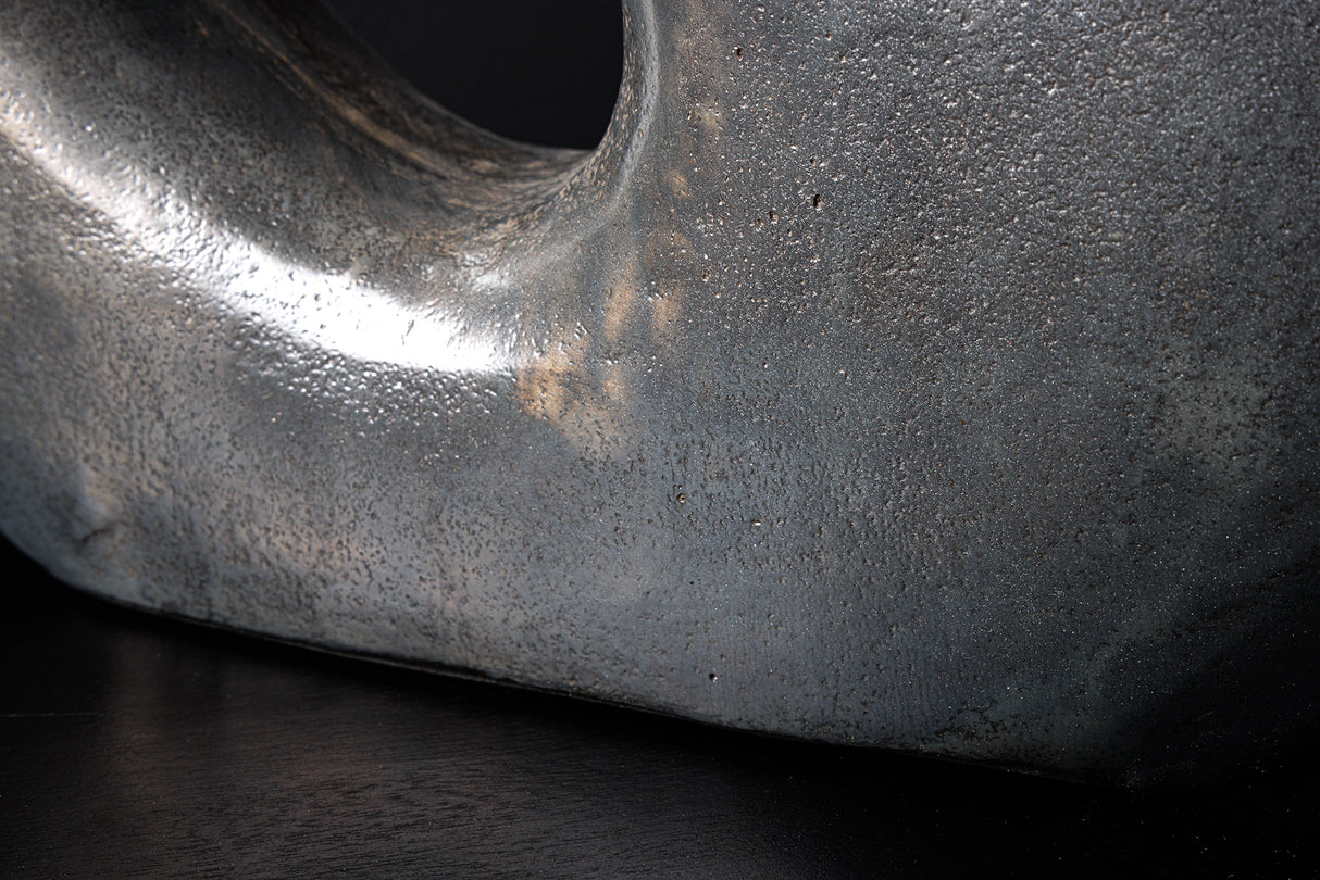 Vase RING 30cm Metall dunkelgrau handgefertigt