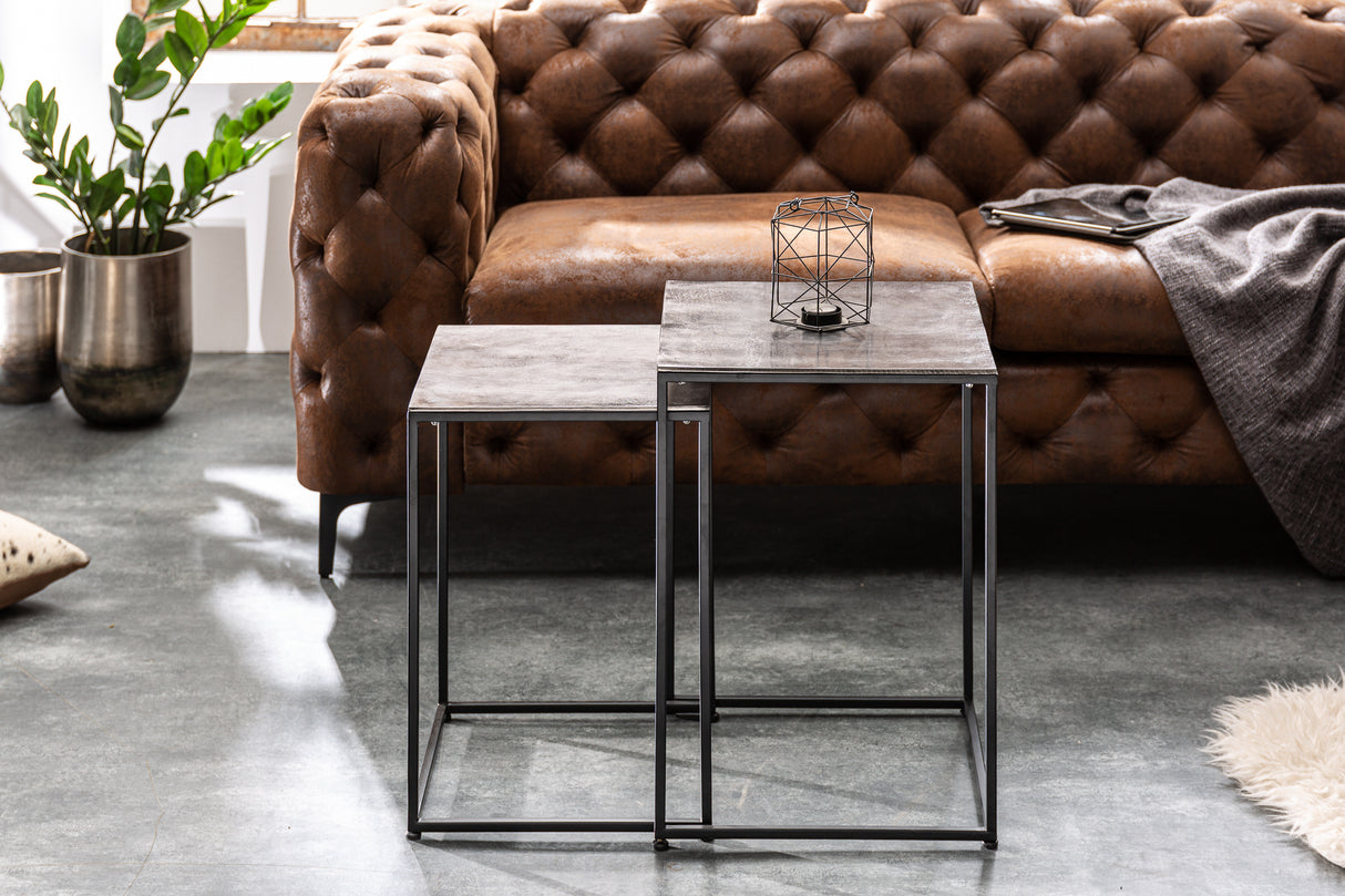 Couchtisch ELEMENTS 50/55cm 2er Set silbergrau