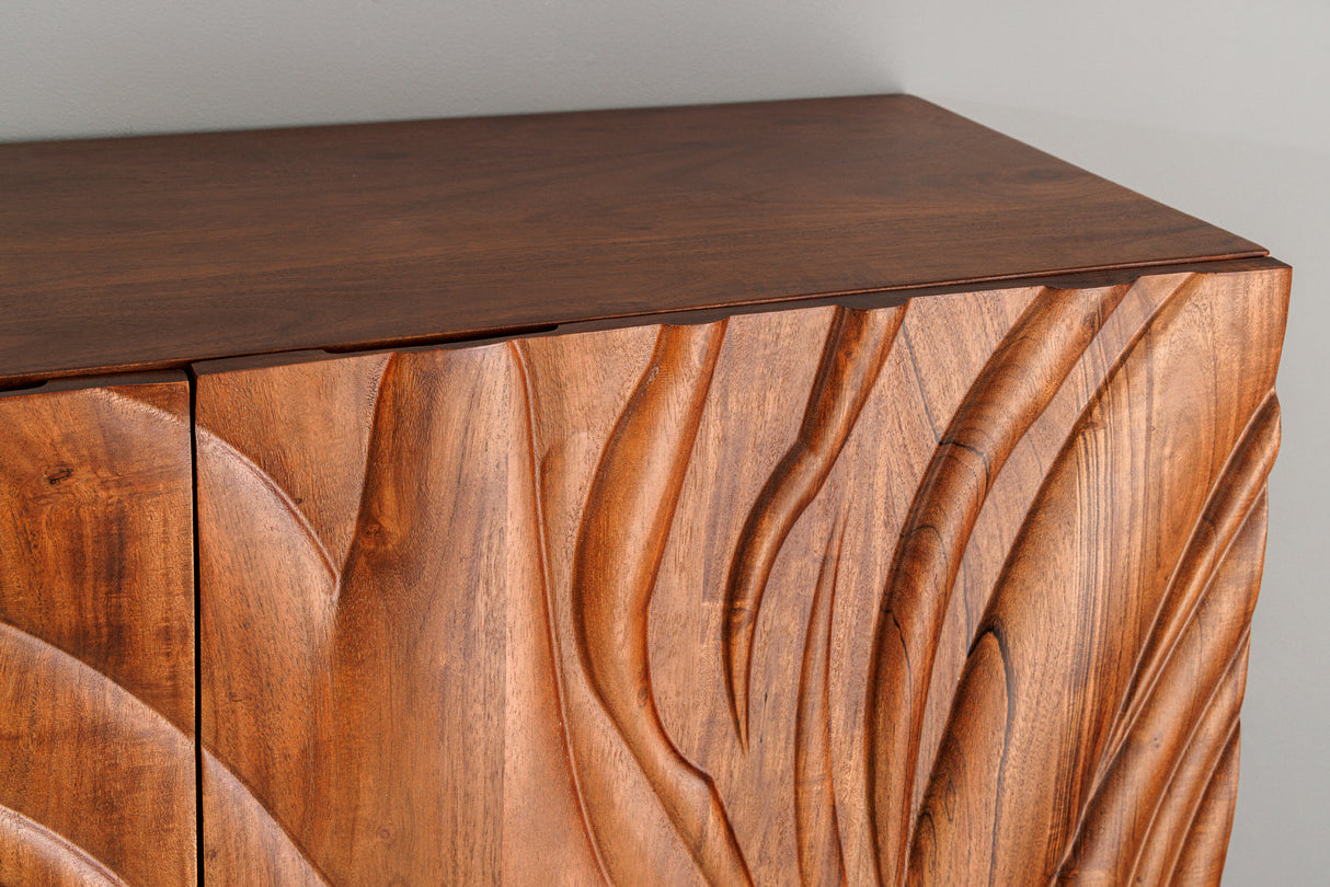 Highboard FLUID 120cm 3D acacia wood walnut brown