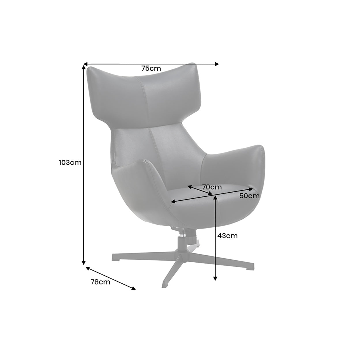 Sessel VOGUE 360° drehbar Kunstleder schwarz mit schwarzem Metallgestell