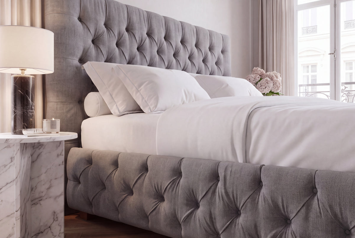 Bed PARIS CHESTERFIELD 180x200cm linen grey