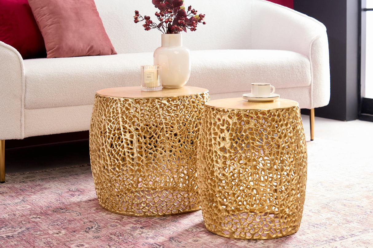 Coffee table LEAF 40cm set of 2 gold