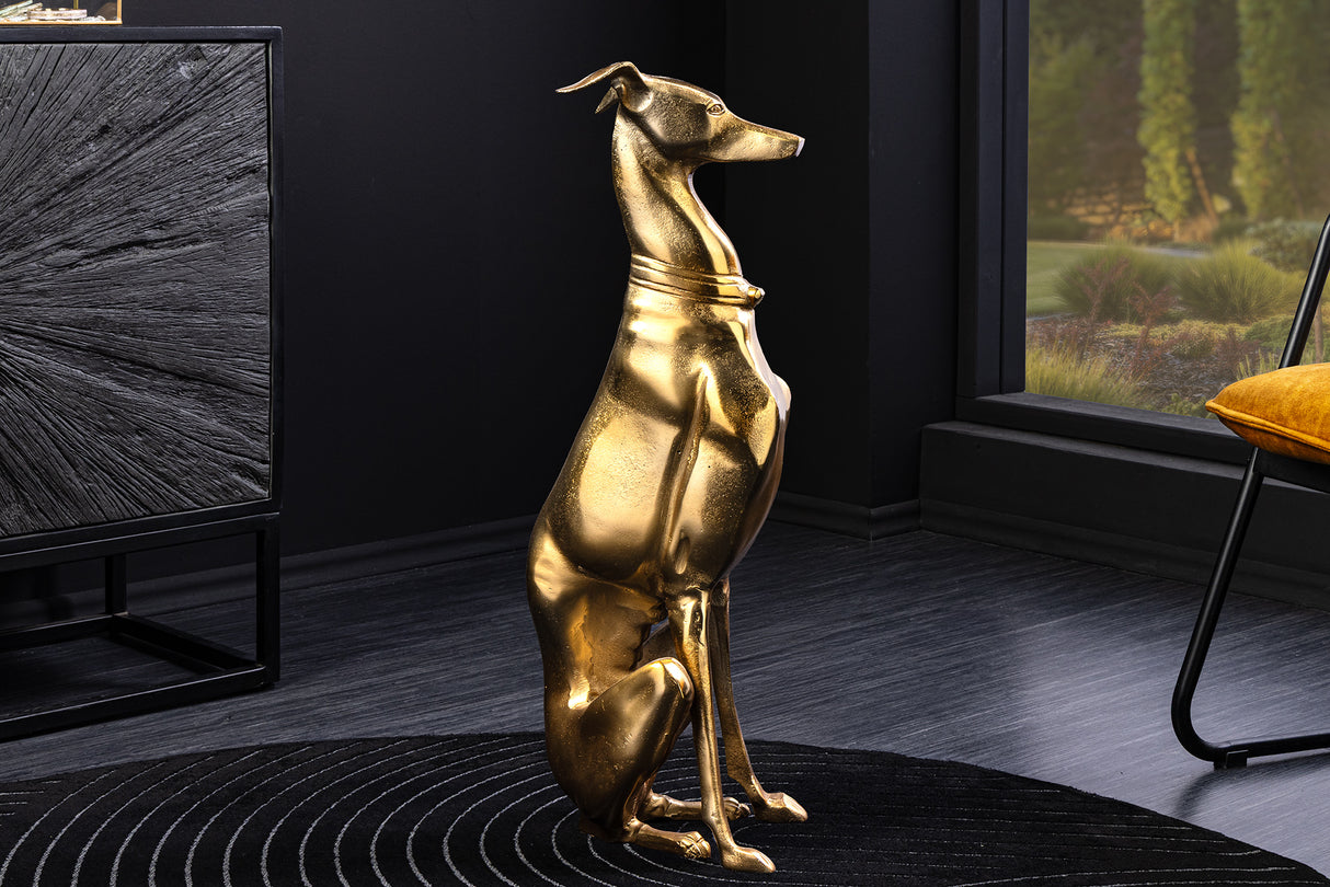Skulptur WINDHUND 70cm Aluminium gold