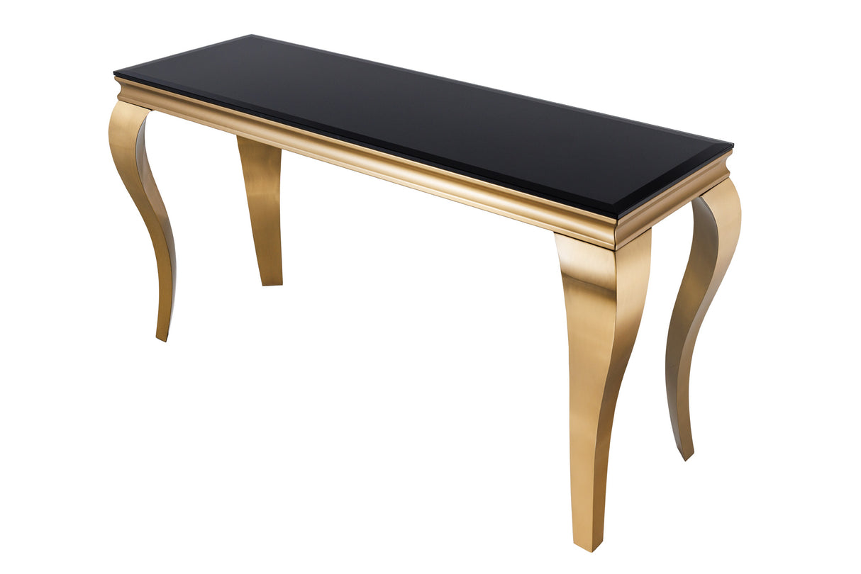 Console MODERN BAROCK 140cm tempered opal glass black gold