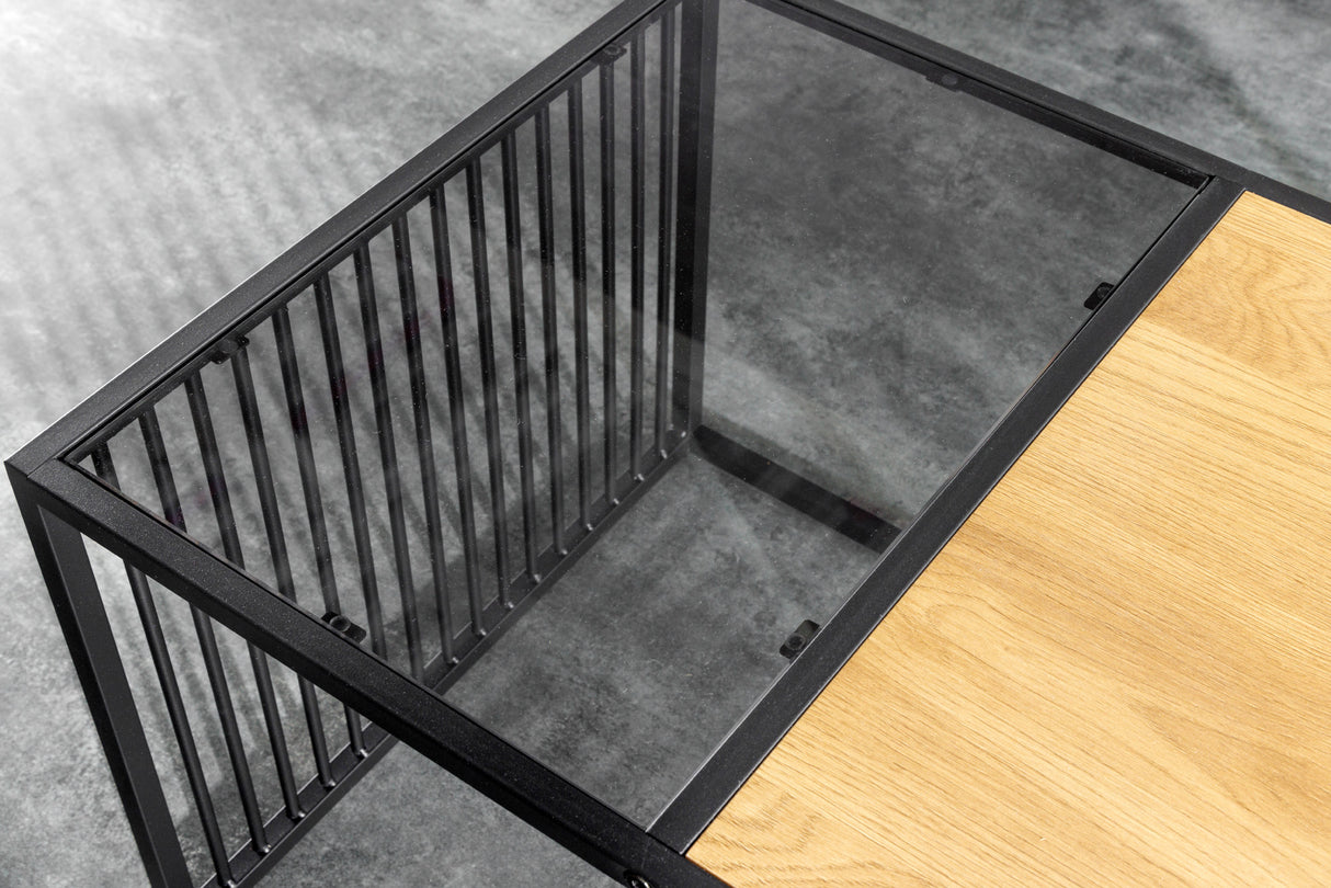 Couchtisch ARCHITECTURE 100cm Wildeiche Optik und Rauchglas