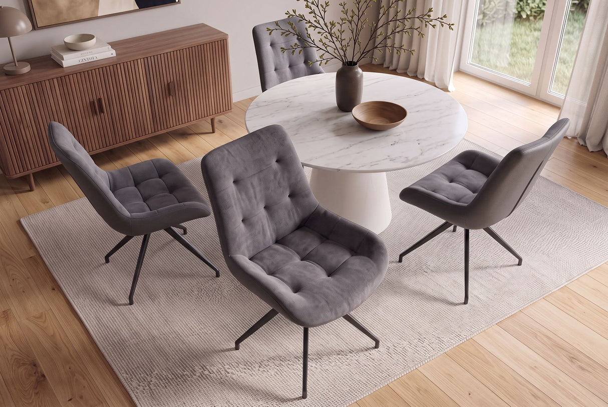 Chair DIVANI retro style artificial leather microfibre light grey black