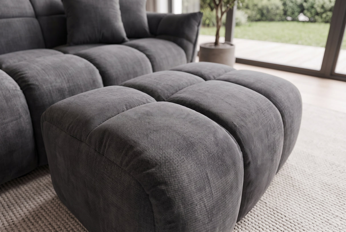 Hocker CLOUD 100cm Samt grau