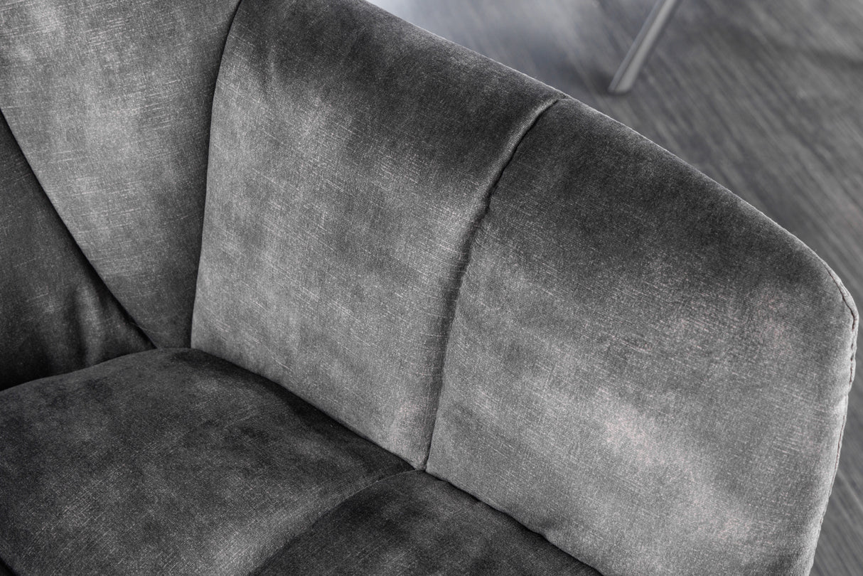 Swivel chair PAPILLON rotatable 180° w/ armrests velvet grey