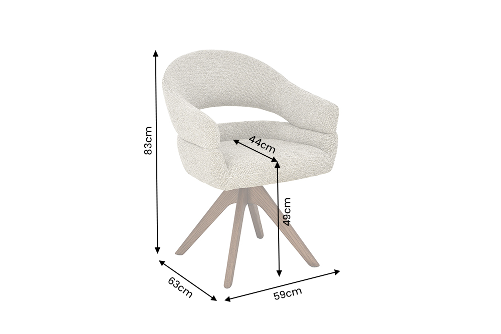 Swivel chair ORGANIKO 180° auto-return w/ armrests textured fabric taupe beige brown