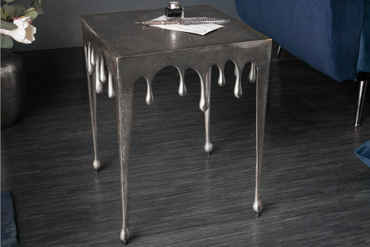 Side table LIQUID LINE S 45cm square silver
