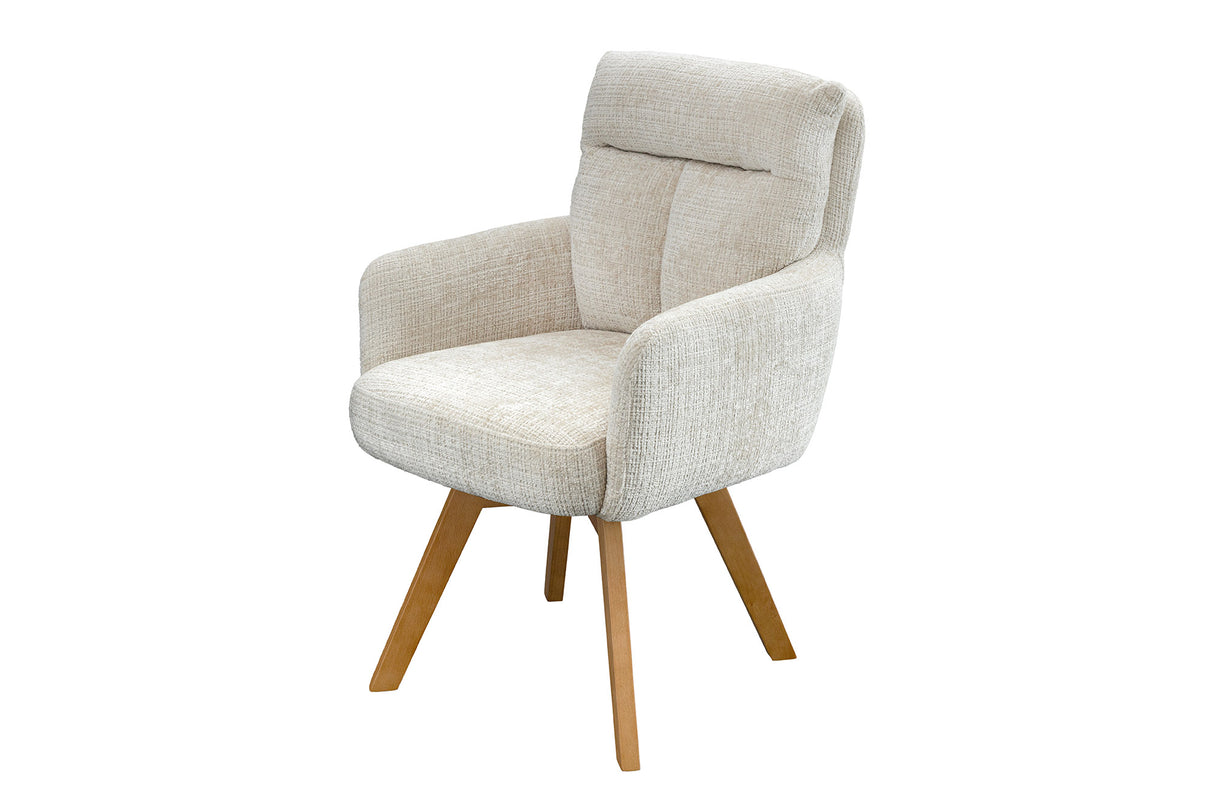 Drehstuhl BIG GEORGE mit Armlehnen, Chenille-Stoff champagner, drehbar