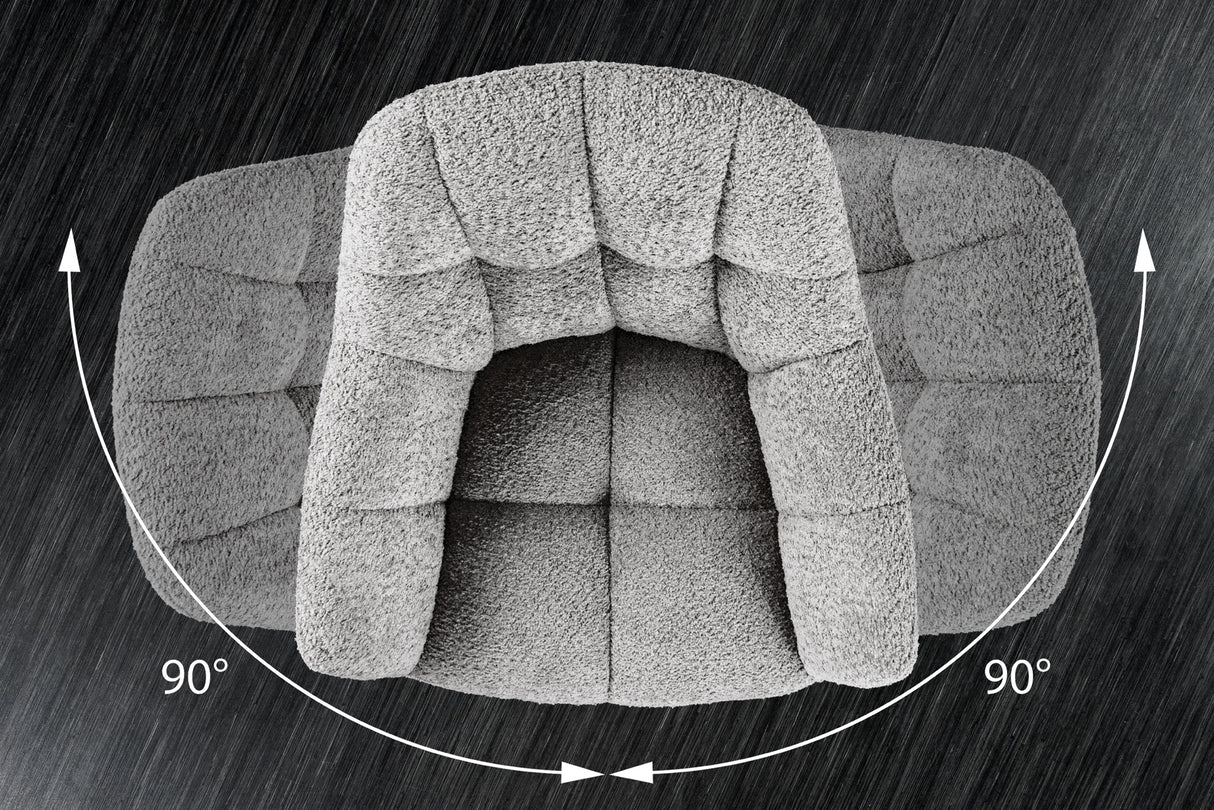 Drehstuhl PAPILLON um 180° drehbar mit Armlehnen Bouclé grau