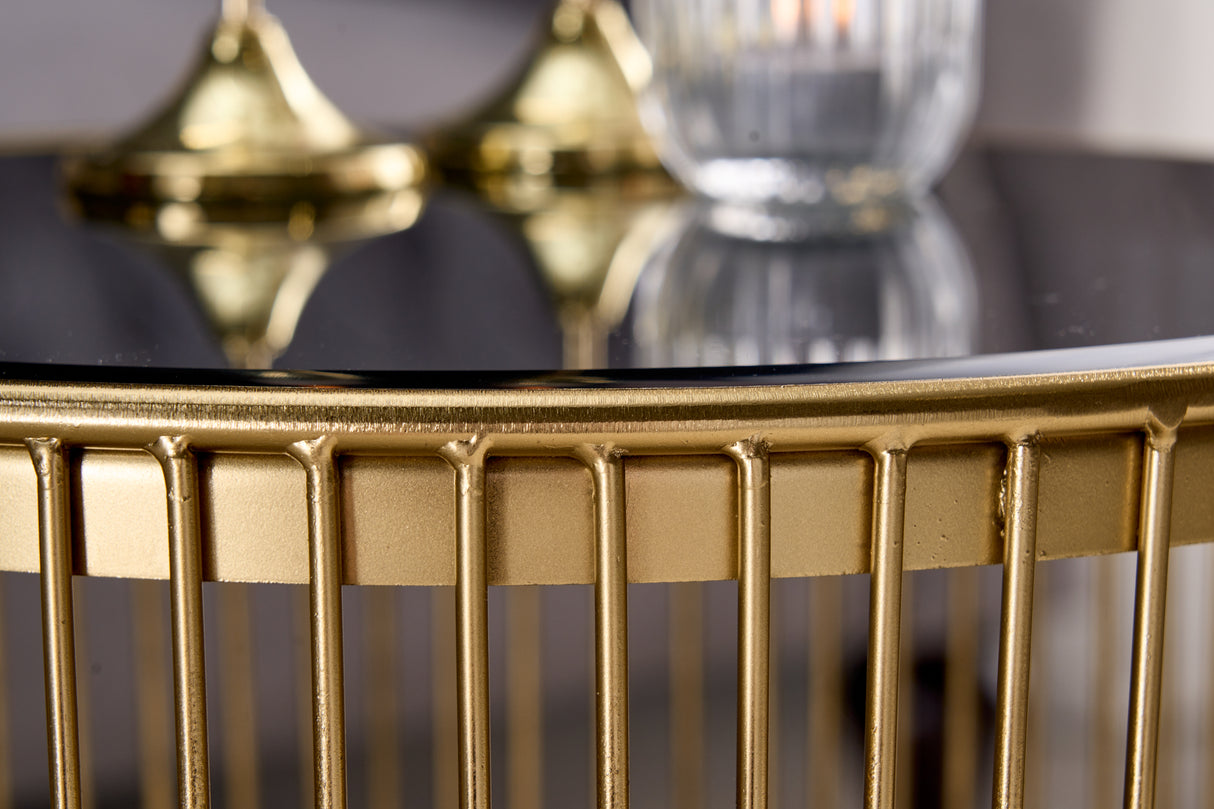 Coffee table VARIATION 40cm gold with black glass
