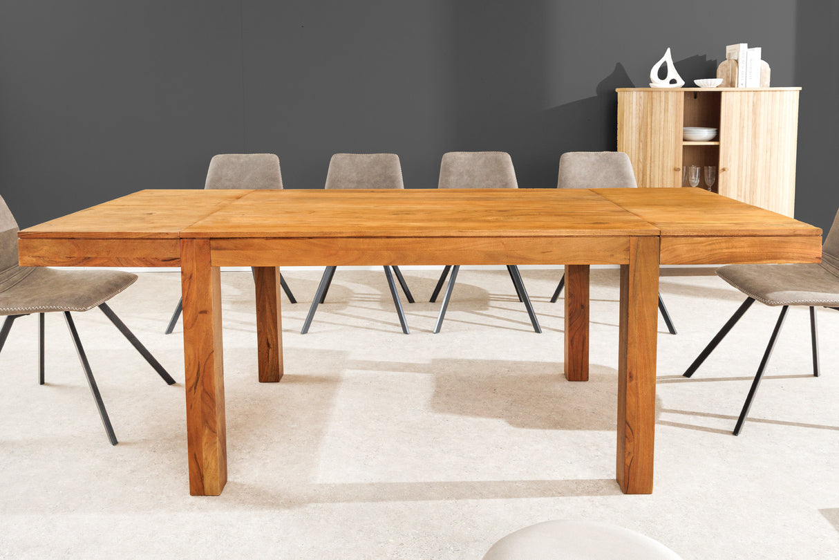 Dining table PURE 120-200cm extendable acacia wood 95mm natural honey finish