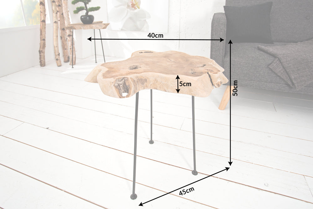 Side table WILD 40cm massive teak wood