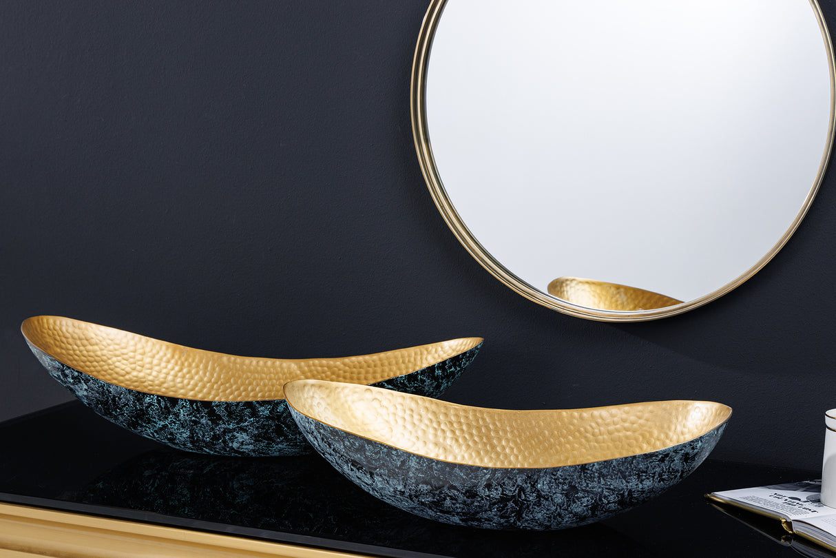 Dekoschale ABSTRACT ORIENT 43-54cm mit Hammerschlageffekt Gold und Patina