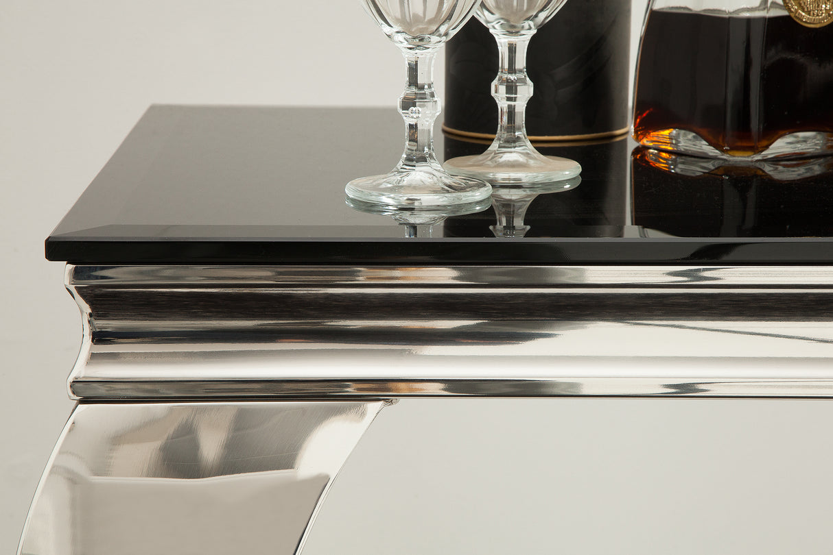 Console MODERN BAROCK 145cm tempered opal glass black