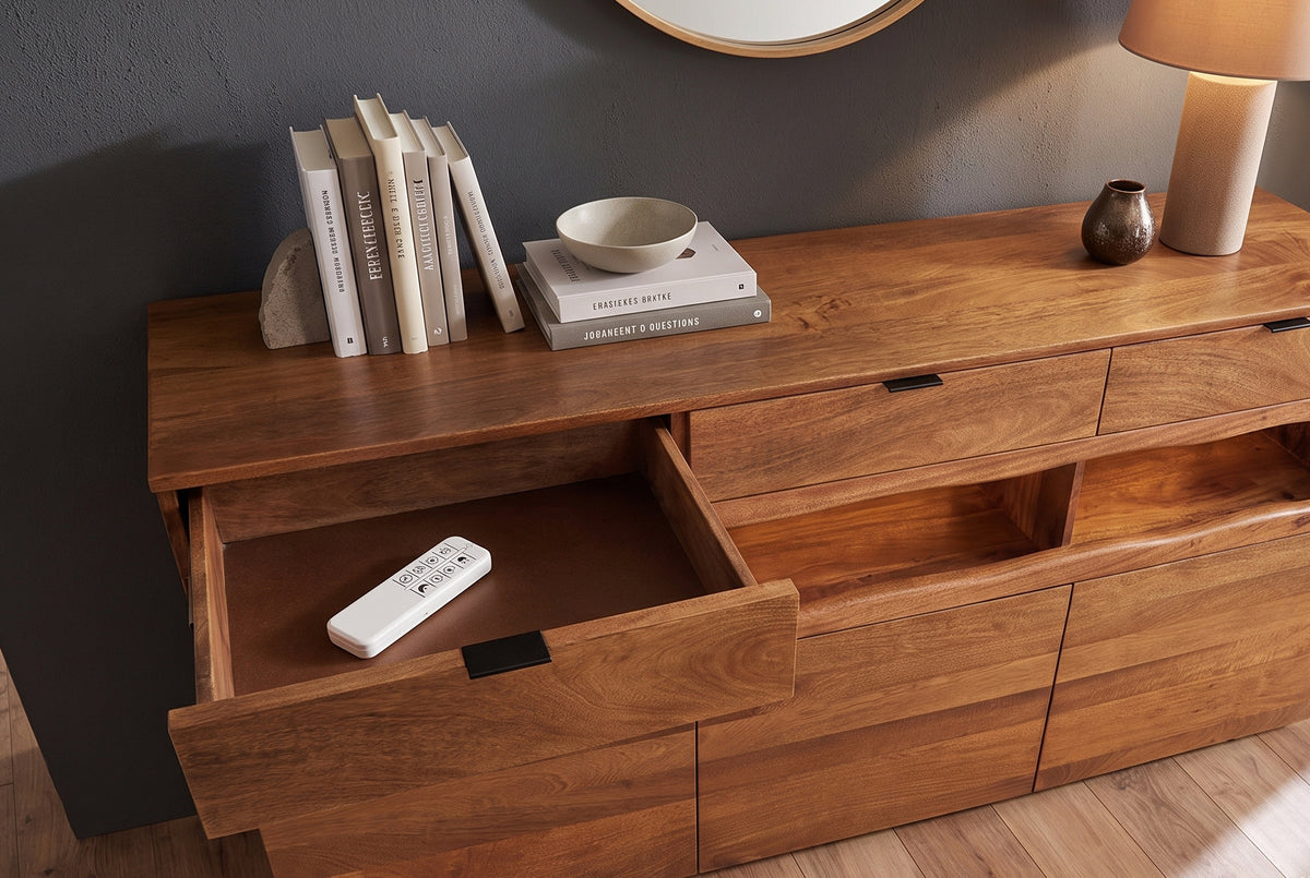 Sideboard GRAND MANGO 180cm mango wood brown w/ remote-controlled LED light