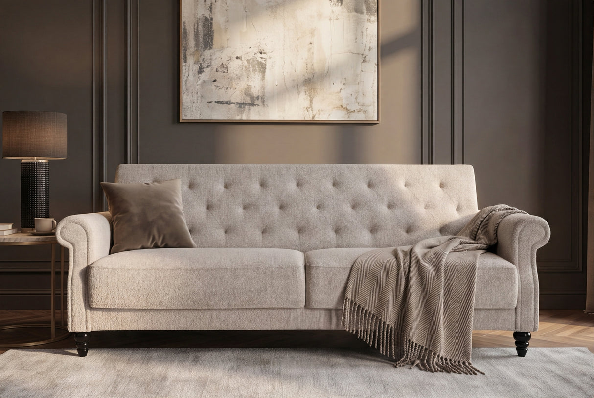 Schlafsofa MAISON BELLE AFFAIRE 220cm Bouclé Greige