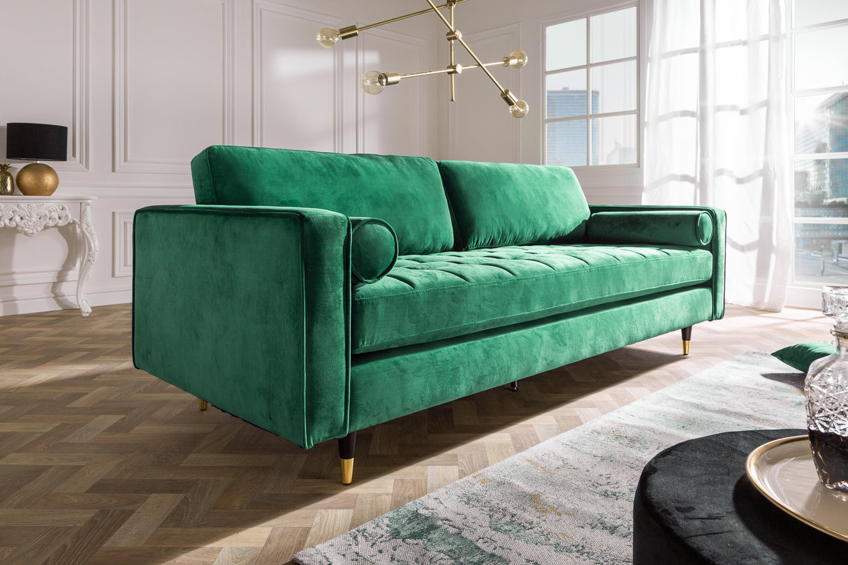 Sofa COZY VELVET 220cm 3-seater velvet emerald green