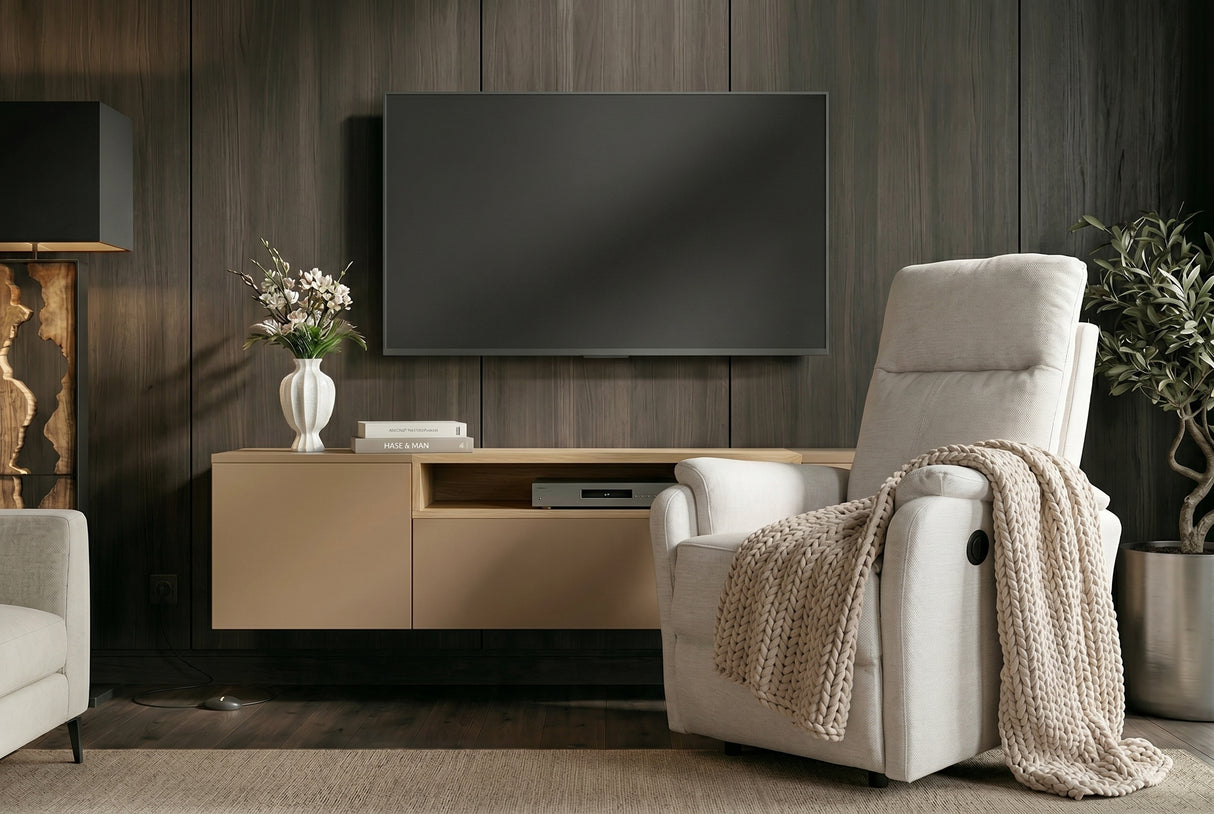 Cinema armchair HOLLYWOOD electrically adjustable textured fabric beige