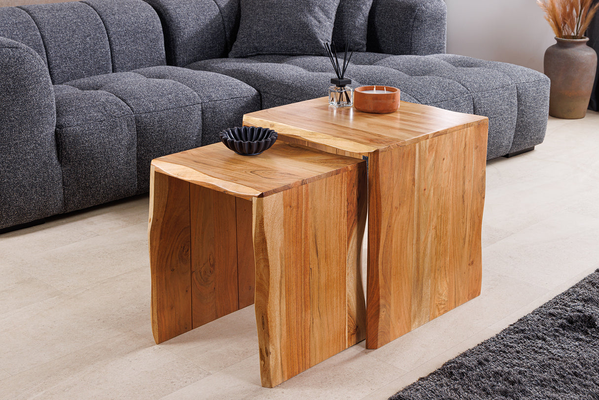 Beistelltisch MAMMUT 55cm 2er Set Akazienholz natur