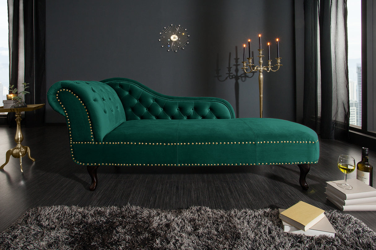 Recamiere CHESTERFIELD 170cm velvet emerald green in baroque style
